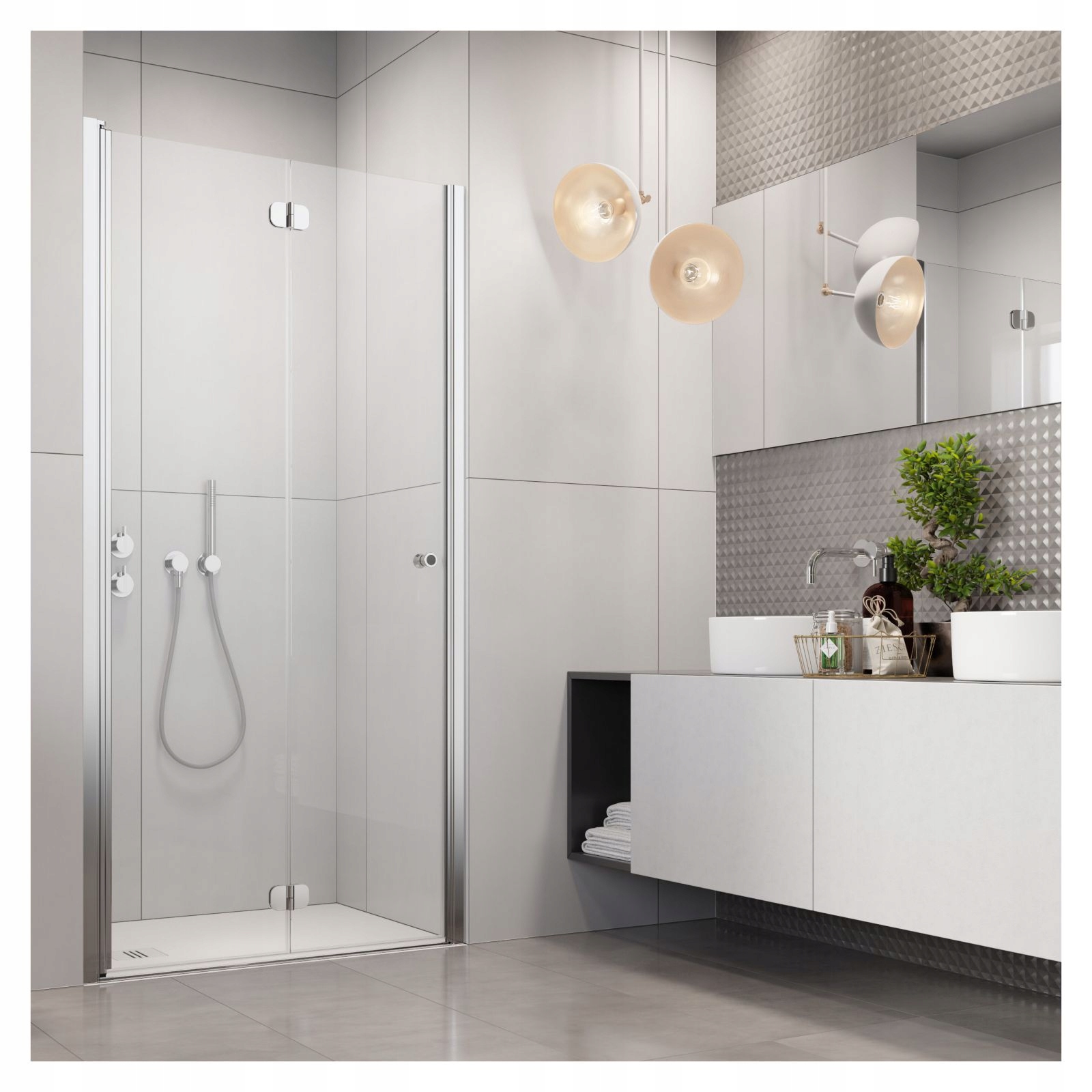 Drzwi prysznicowe szklane prysznic 80 L grafitowe Rodzaj drzwi do wnęki