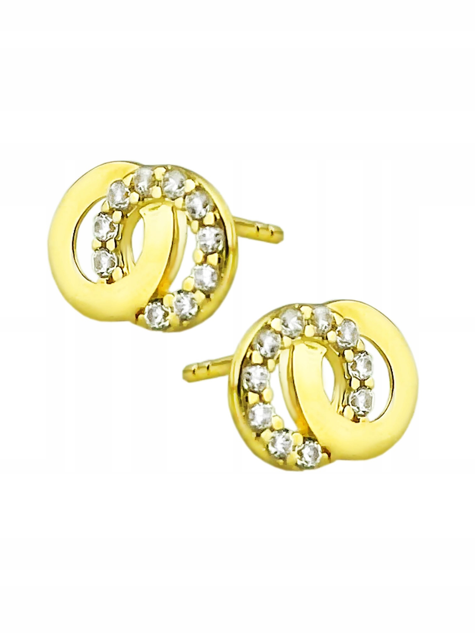 Zlaté náušnice, mini kroužky se zirkony, dvě kolečka