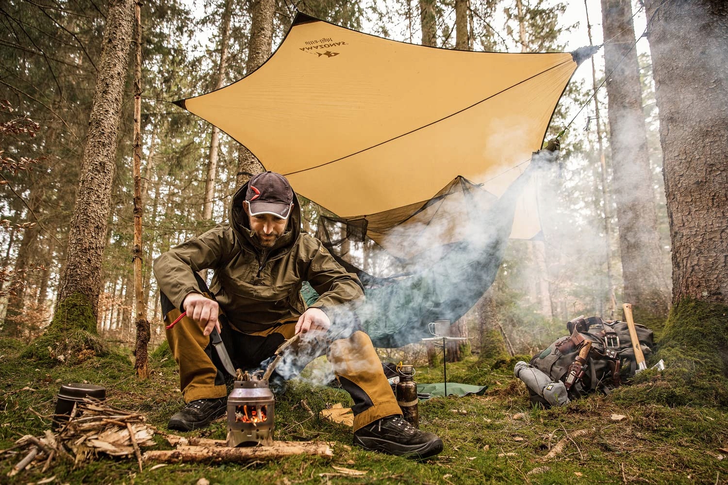 Tarp Ultralekki Przygodowy Biwakowy Turystyczny 340x280cm 380g AMAZONAS — miniatura 4