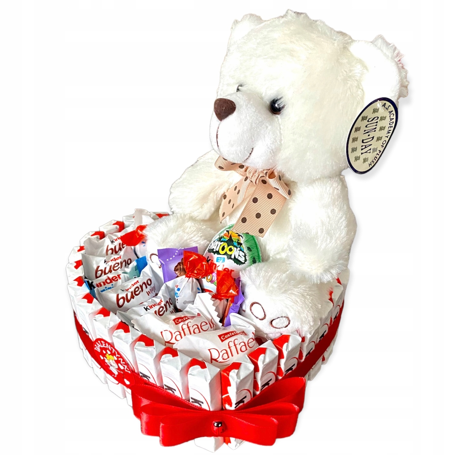 Walentynki Zestaw Prezentowy dla niego niej Serce mix słodyczy Miś pluszowy