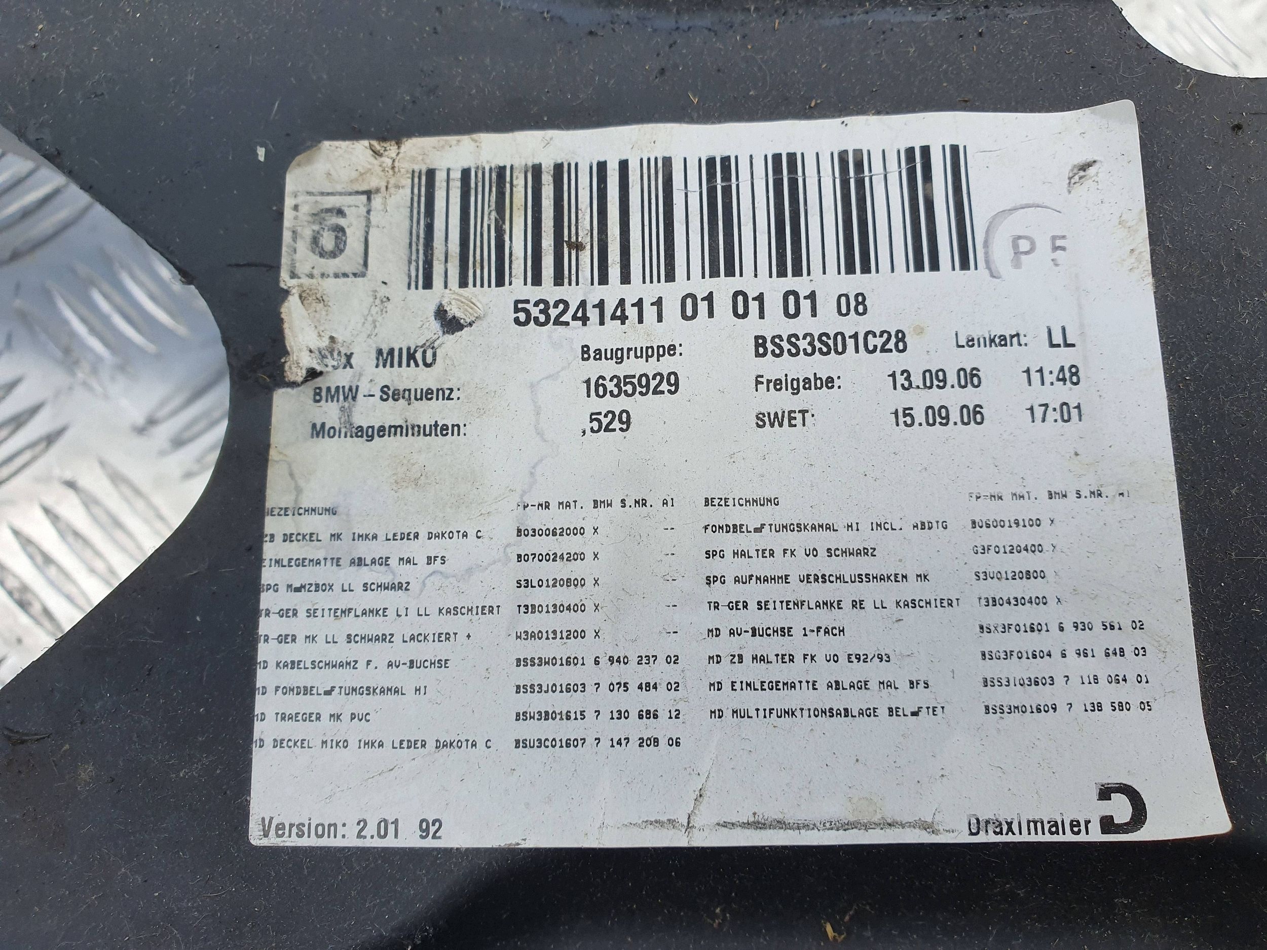 TUNEL mitte Armlehne EUROPA 7075357 BMW E91 E90