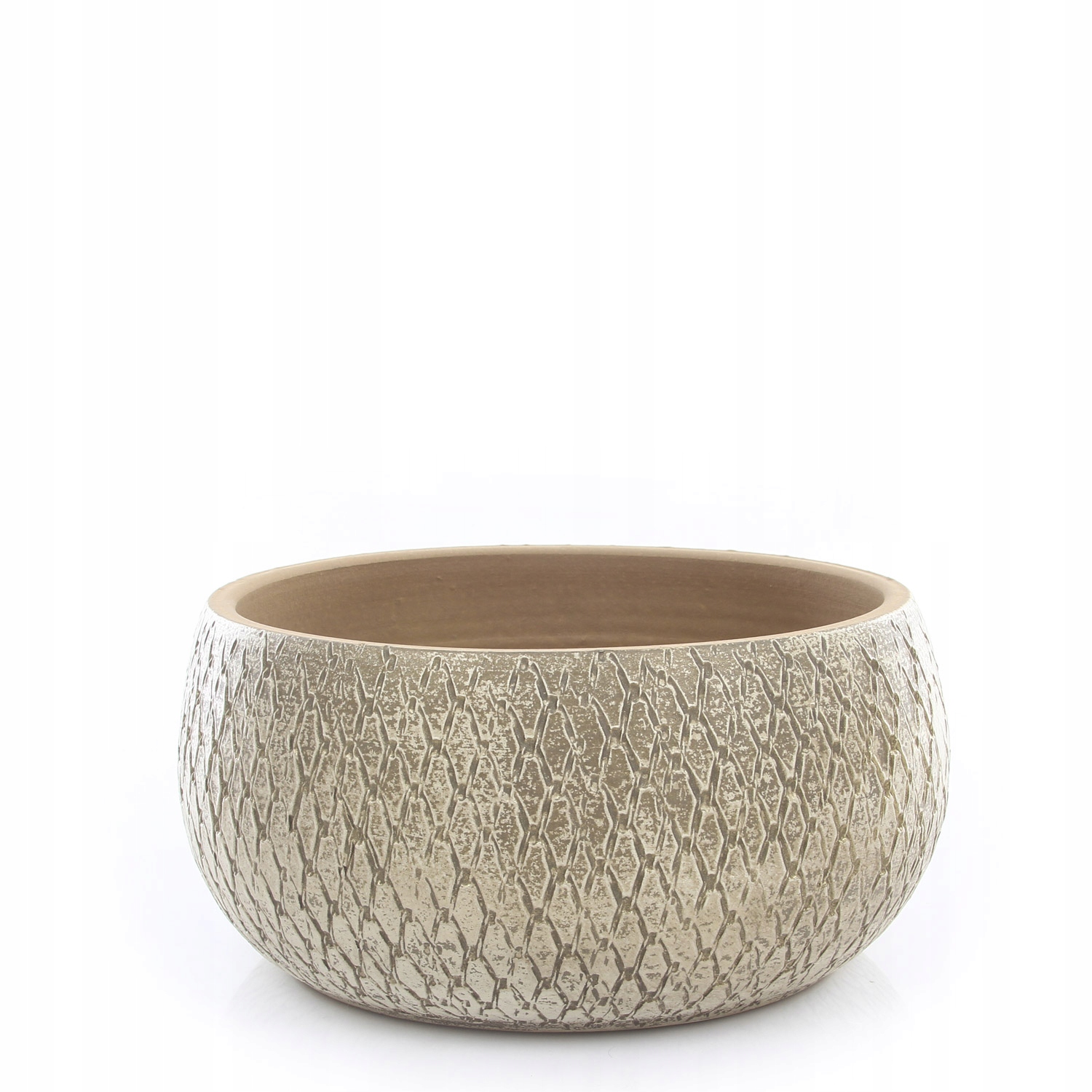 okrągła patera niska osłonka na rośliny Madeira Bowl 27/13 kremowa doniczka
