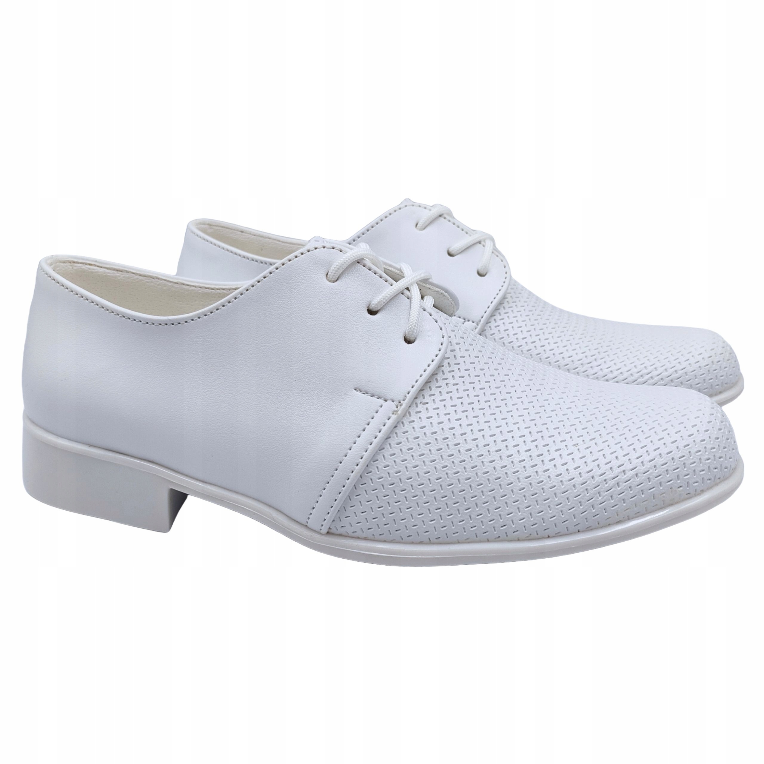 Buty Komunijne Chłopięce Wizytowe Białe Półbuty Dla Chłopca 30