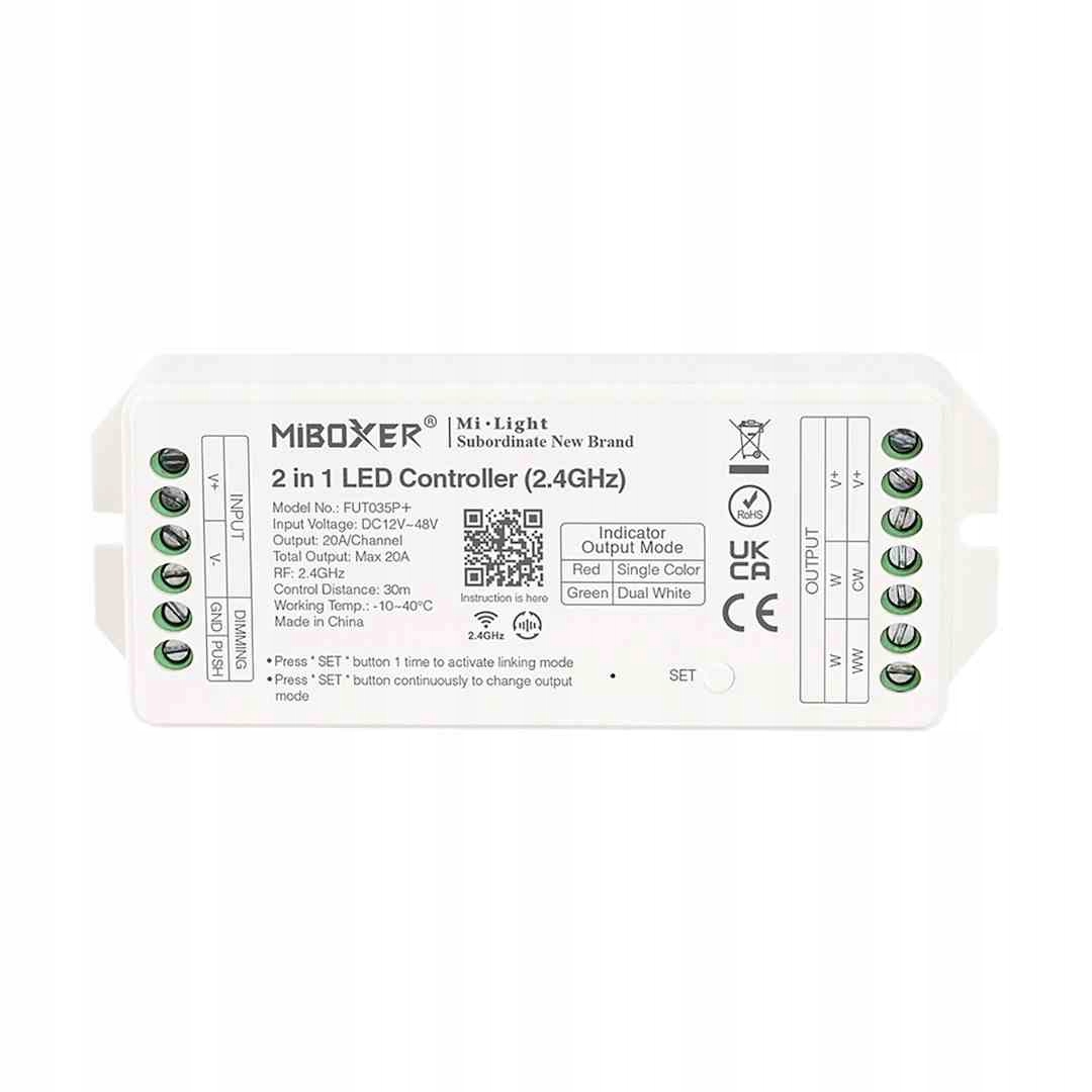 Mi-light Kontroler 2v1 Mono/cct 12-48VDC 20A FUT035P+