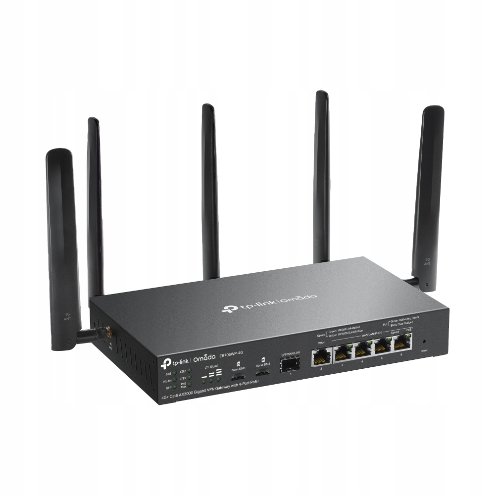 TP-Link Omada ER706WP-4G Gigabitowy Router Vpn 4G+ Lte Cat6 AX3000 4xPoE