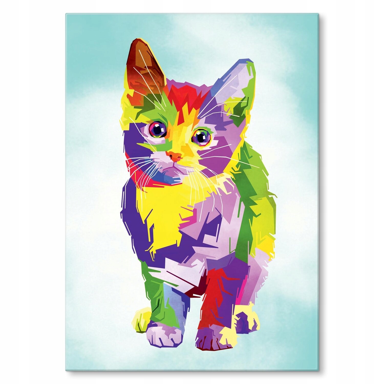 Kovový plakát Barevná kočička Šidítko Plech 22 x 31 cm Dárek