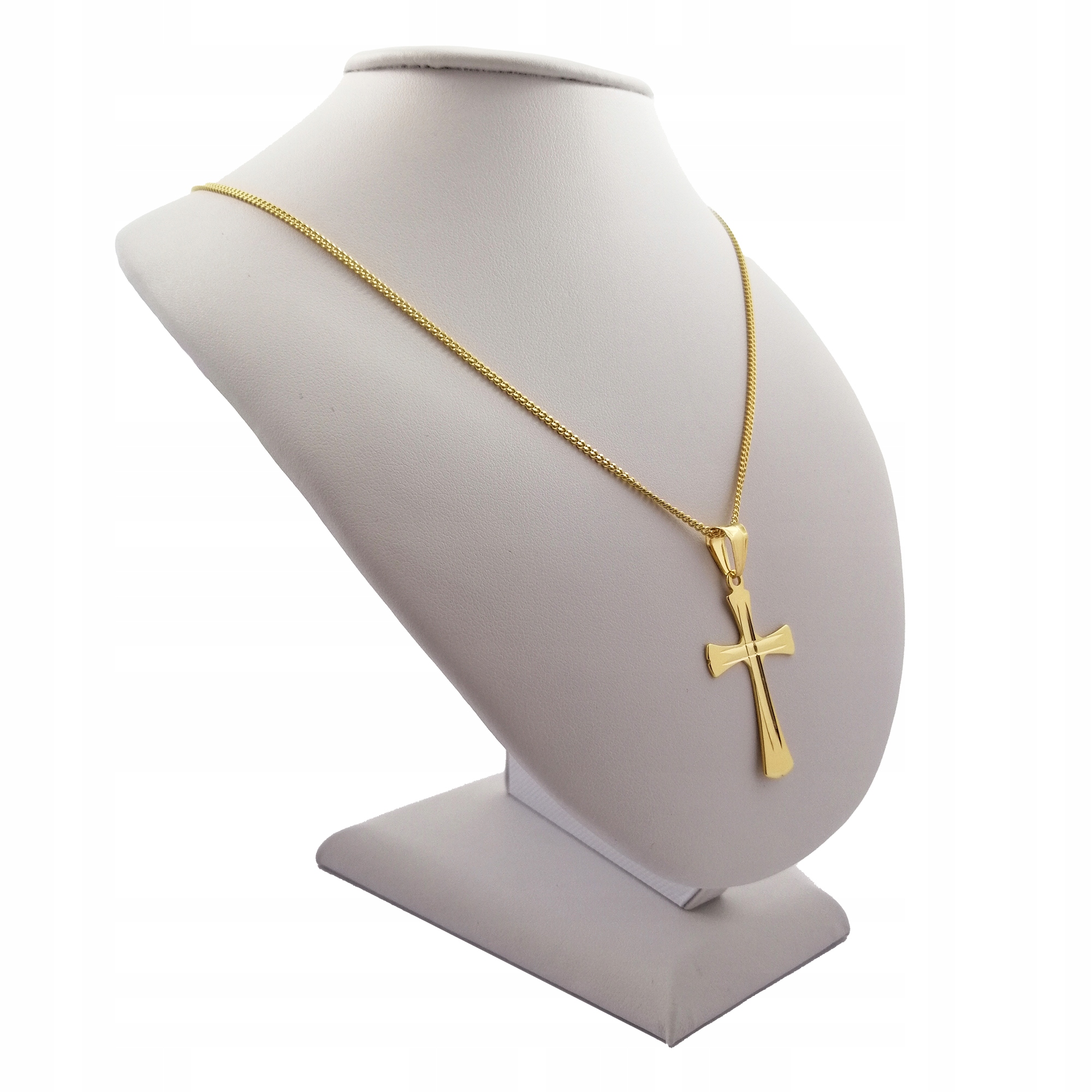 ZŁOTY ŁAŃCUSZEK Z KRZYŻYKIEM NA KOMUNIĘ pr.925+585 Długość całkowita 60 cm