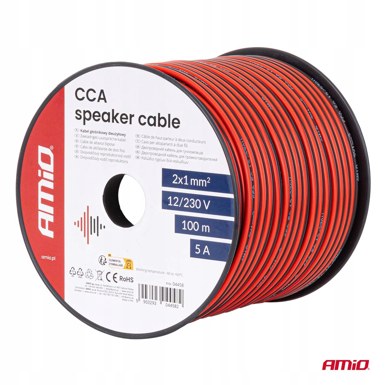 Dvoužilový reproduktorový kabel Cca 2x1mm2 100m 5A AMIO-04458