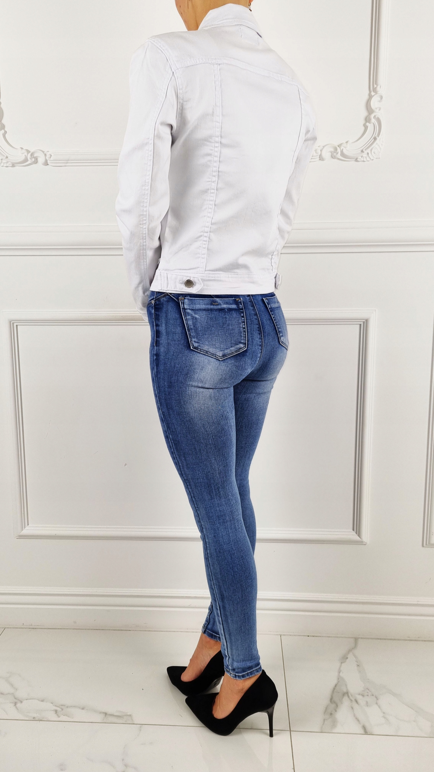 BIAŁA KURTKA JEANSOWA DAMSKA KATANA WYGODNA WHITE Materiał dominujący bawełna