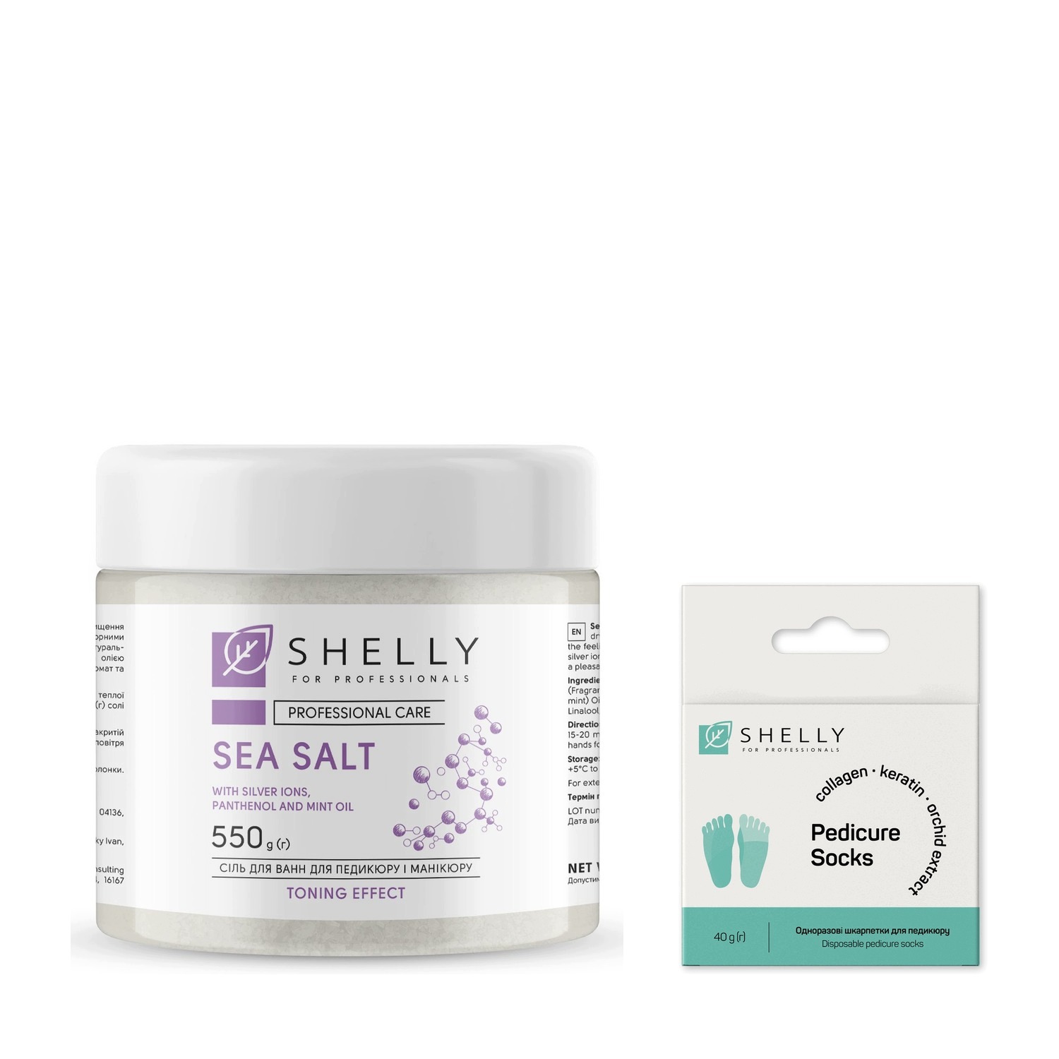 Sůl na nohy s ionty stříbra Shelly 550 g ponožky na pedikúru