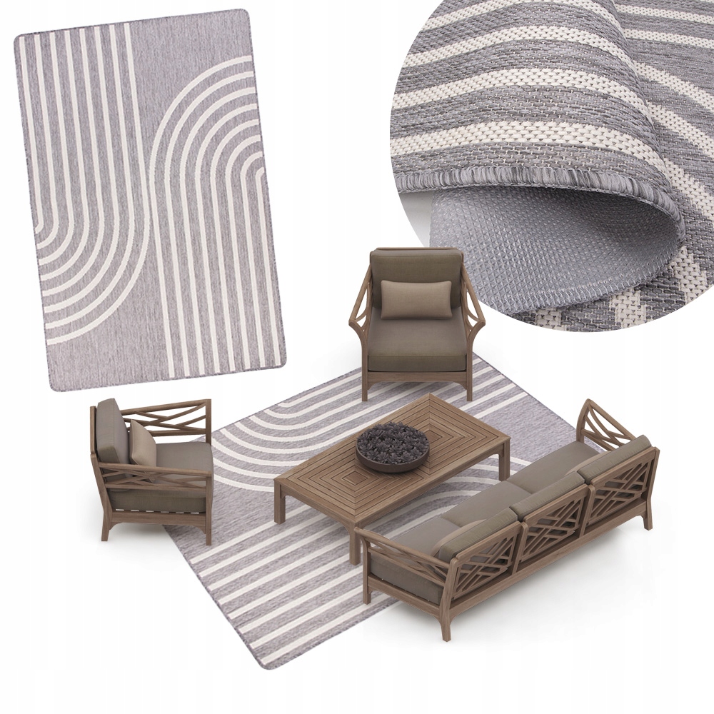 Koberec Plochý, Tkaný, Módní, 80 X 140, Provázkový, Šedý, Flex