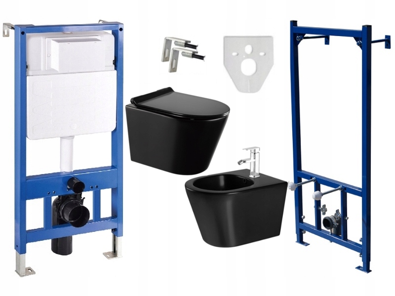 MEXEN RICO STELAŻ MISKA WC CZARNA MAT DESKA BIDET