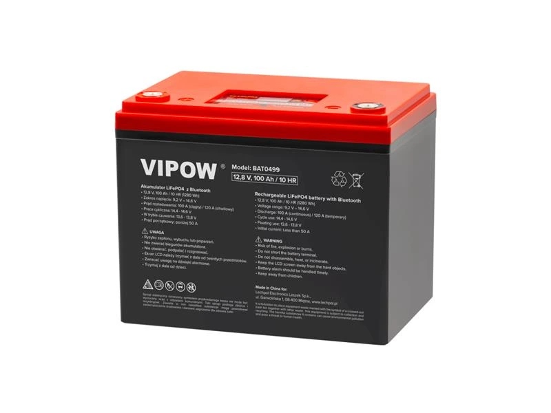 Акумулятор LiFePO4 12.8V 100Ah VIPOW BAT0499 Bluetooth