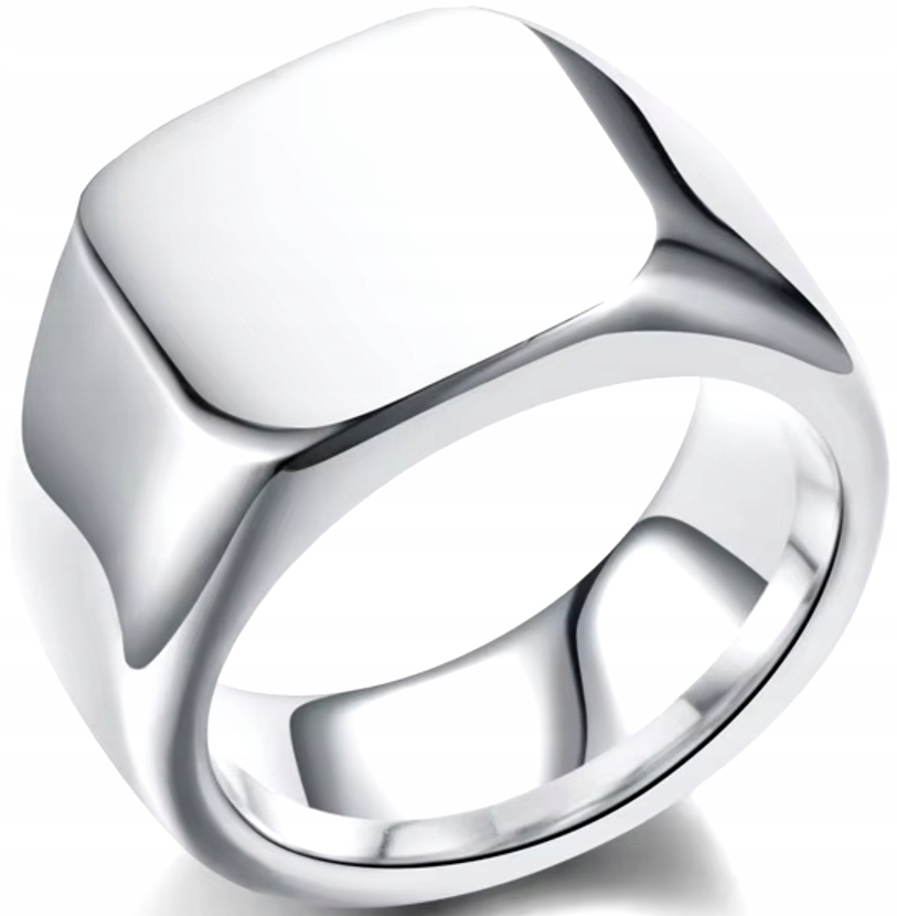 Stříbrný signet Luxusní Elegantní Minimalismus Čtvercový Ocel