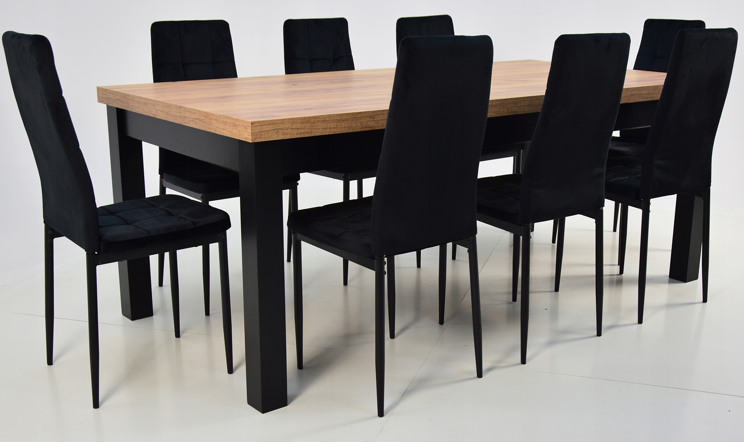 Duży stół 100x200/300 i 8 TAPICEROWANYCH krzeseł Marka Grande Meble