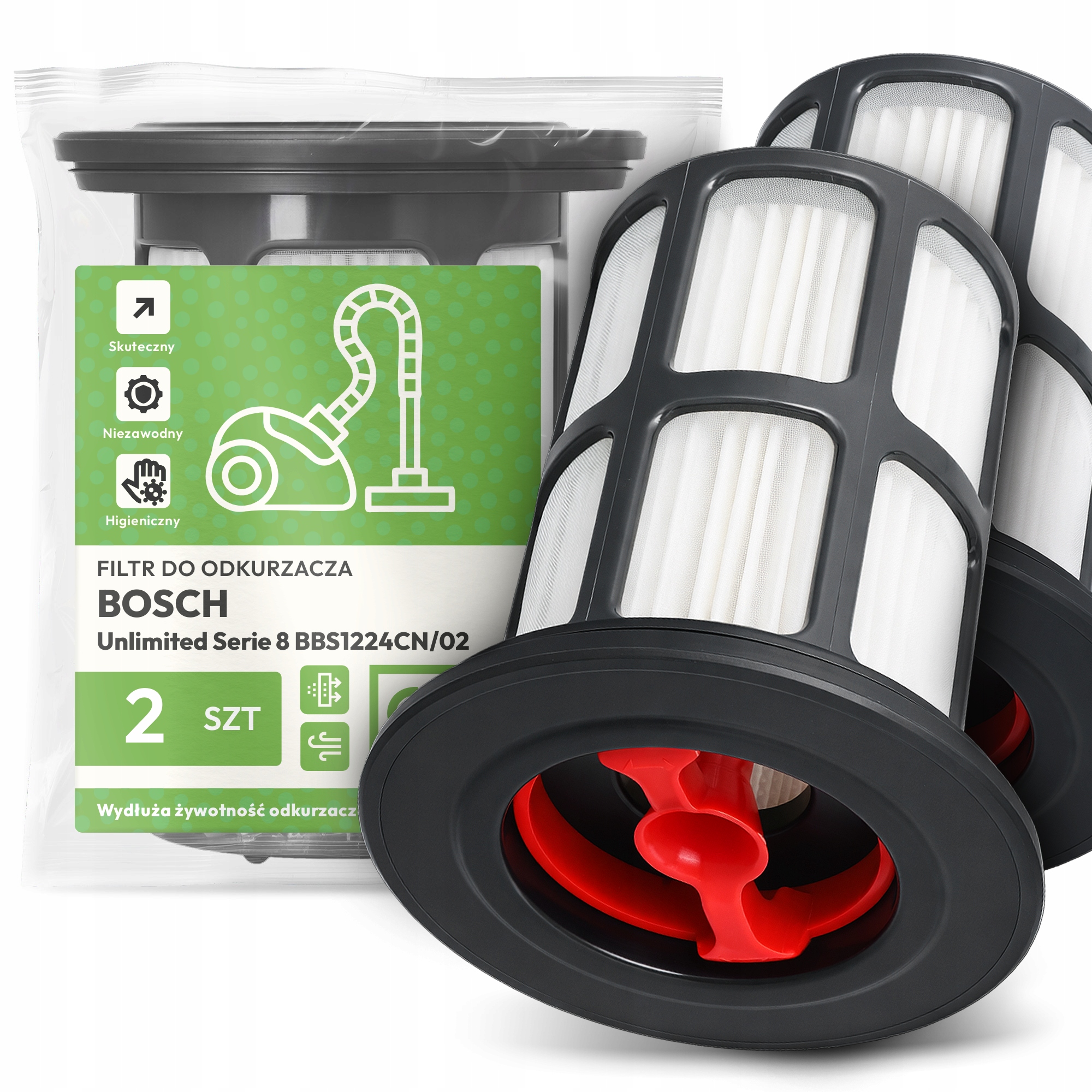 2x Filtr Do Vysavače Bosch Unlimited Serie 8 BBS1224CN/02 Hepa Filtr Em-w