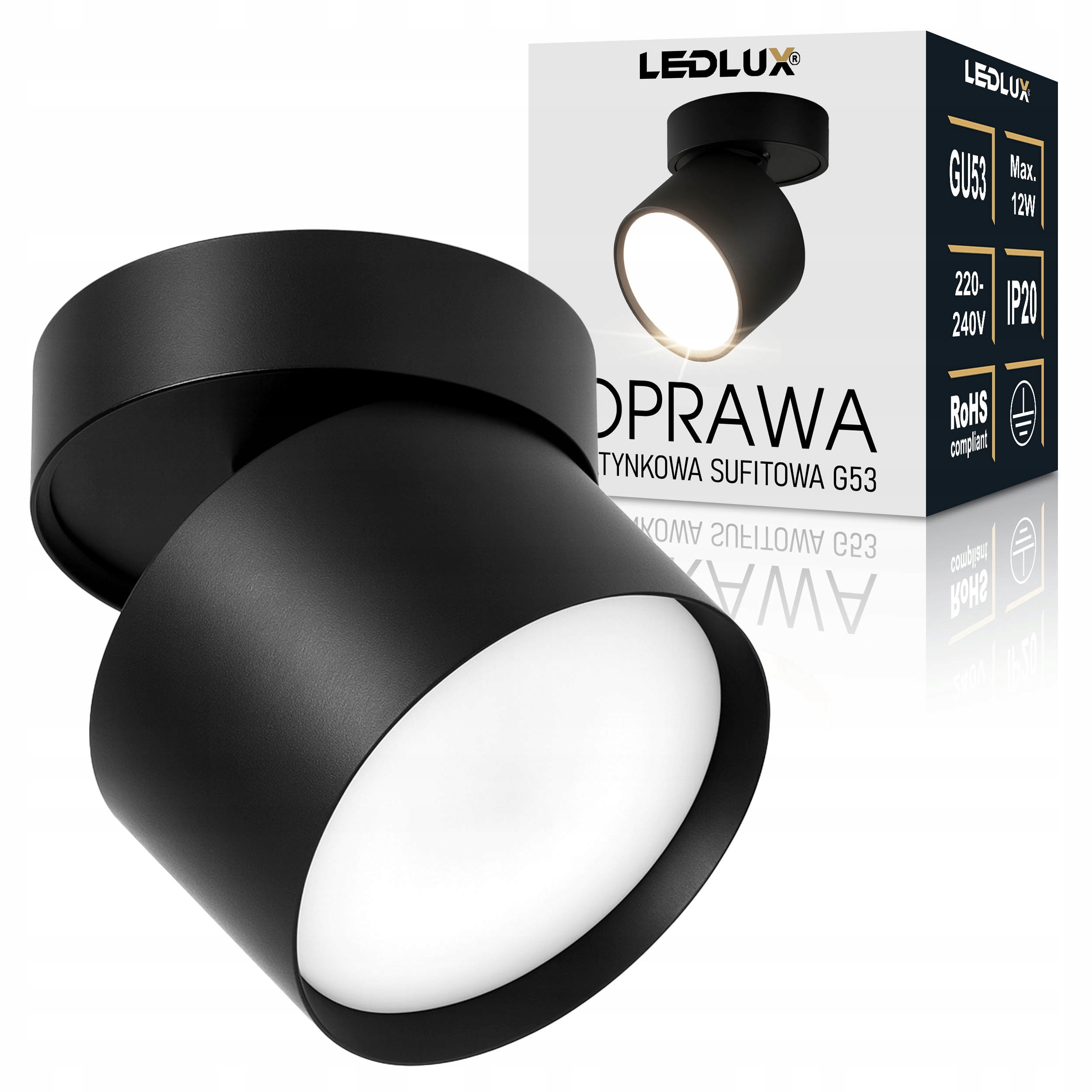 Oprawa Sufitowa Halogenowa Lampa LED GX53 Spot Ruchoma Kinkiet Reflektor