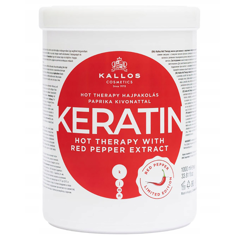KALLOS KERATIN RED PEPPER HOT THERAPY MASKA DO WŁOSÓW PAPRYKA 1000ML