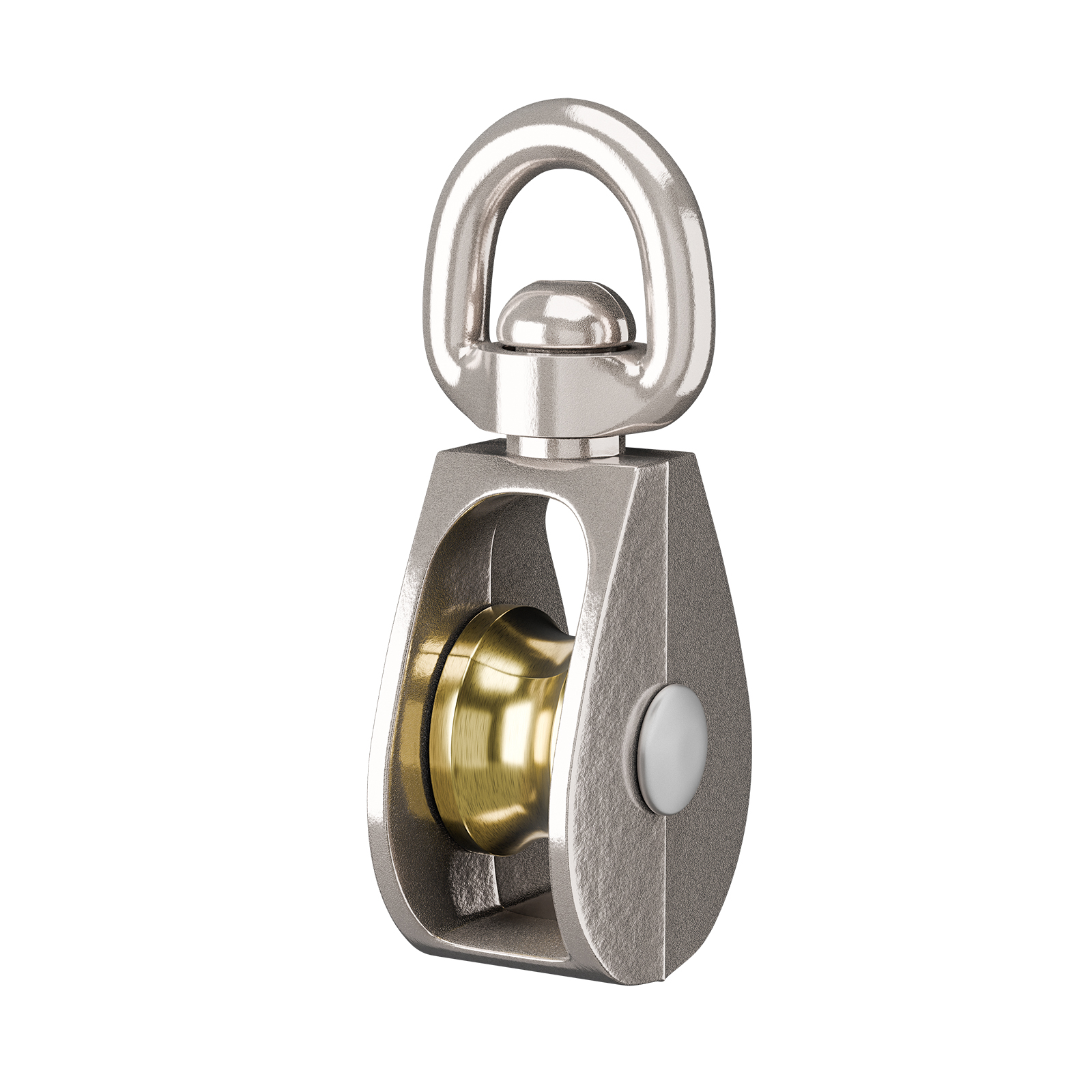 Samostatný otočný blok 2'' niklovaný s obratlíkem pro lana 60 kg 5ks