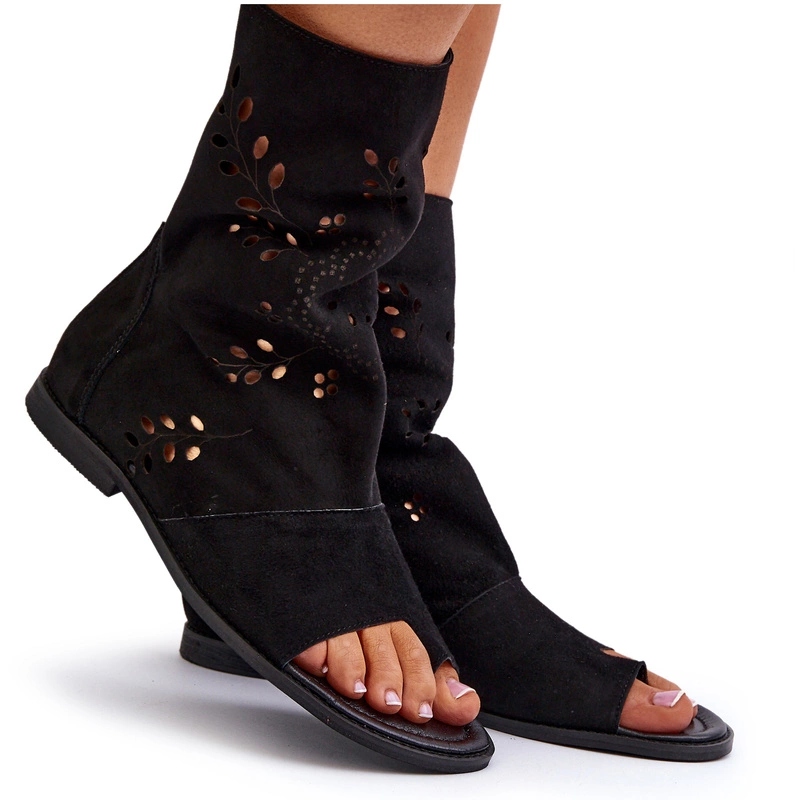 Zazoo 3437 Dámské Semišové Sandály Se Svrškem A Zipem, Černé, Velikost 36