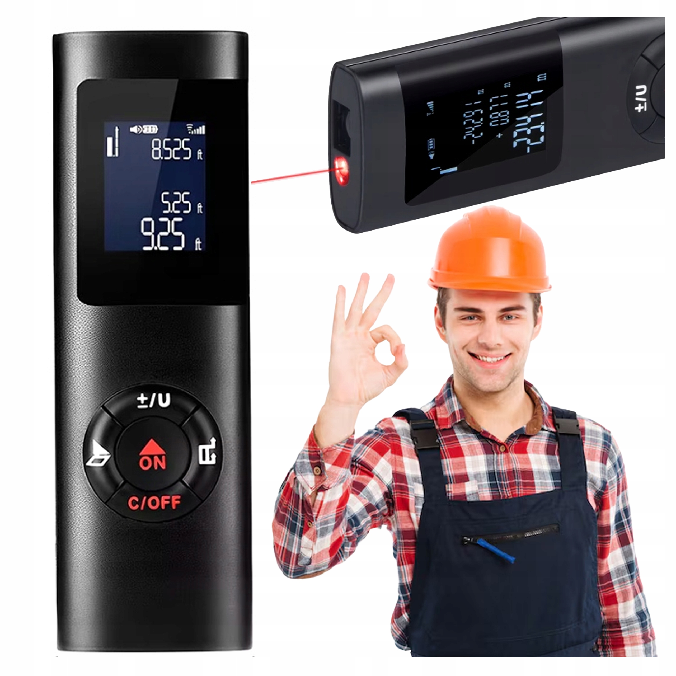 Digitální Laserový Dálkoměr Měřič délky do 40 m LCD Zvuk na Akumulátor