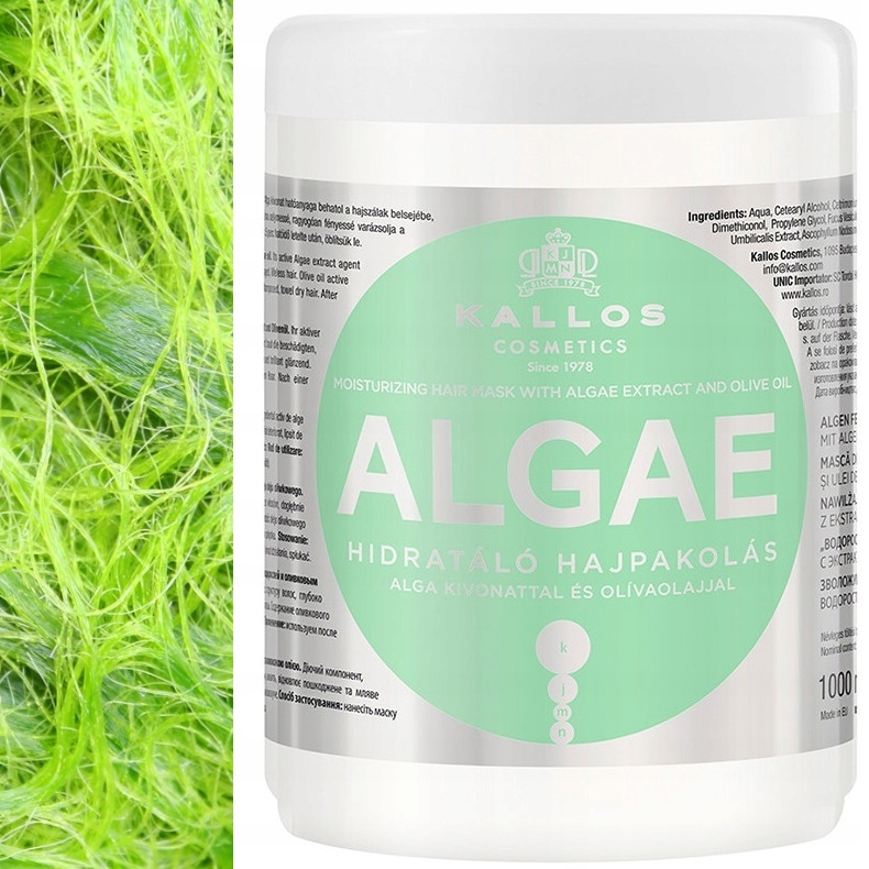 KALLOS KJMN maska do włosów z estraktem z alg ALGAE 1000ml odżywka 1L
