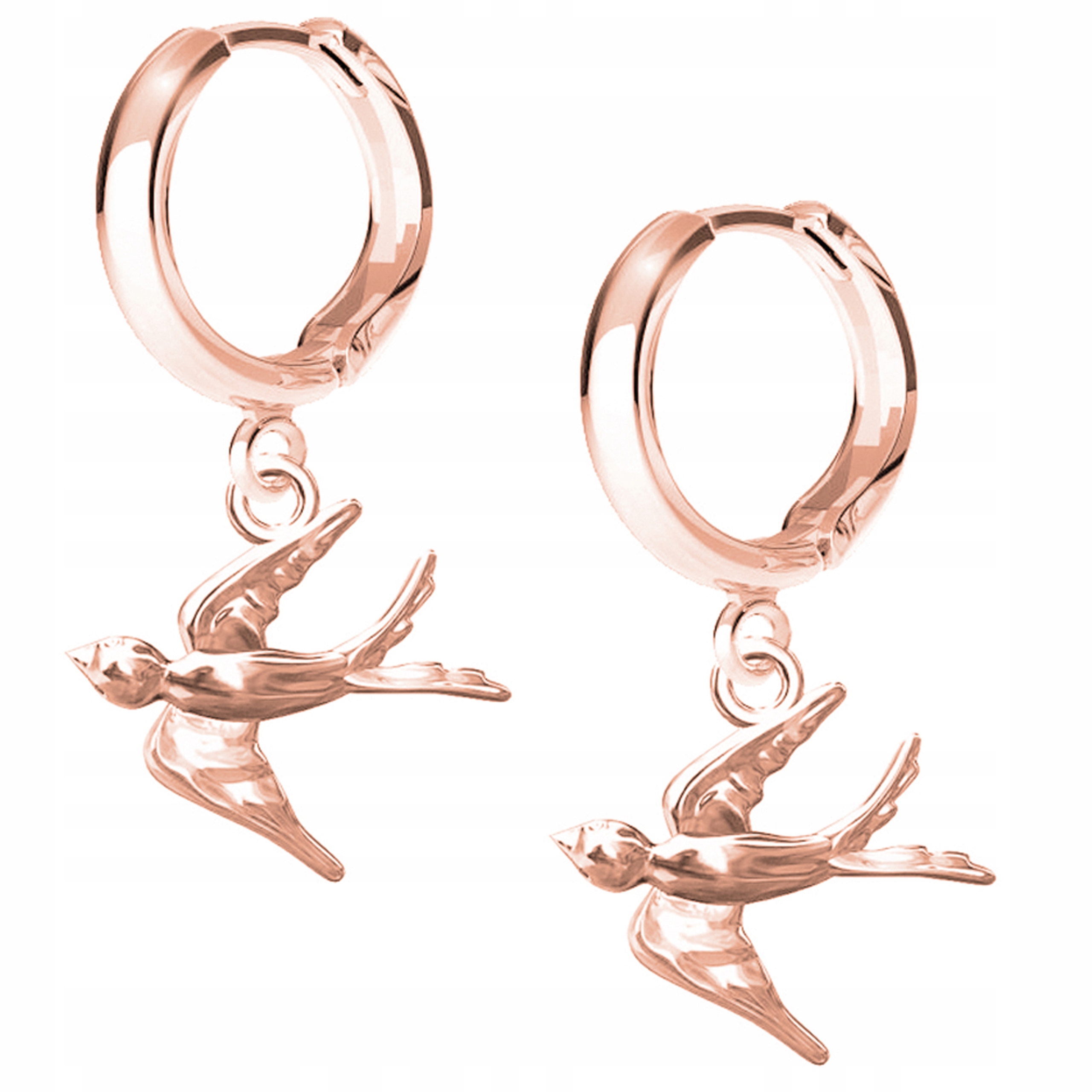 Náušnice Vlaštovka Pták růžové zlato 925