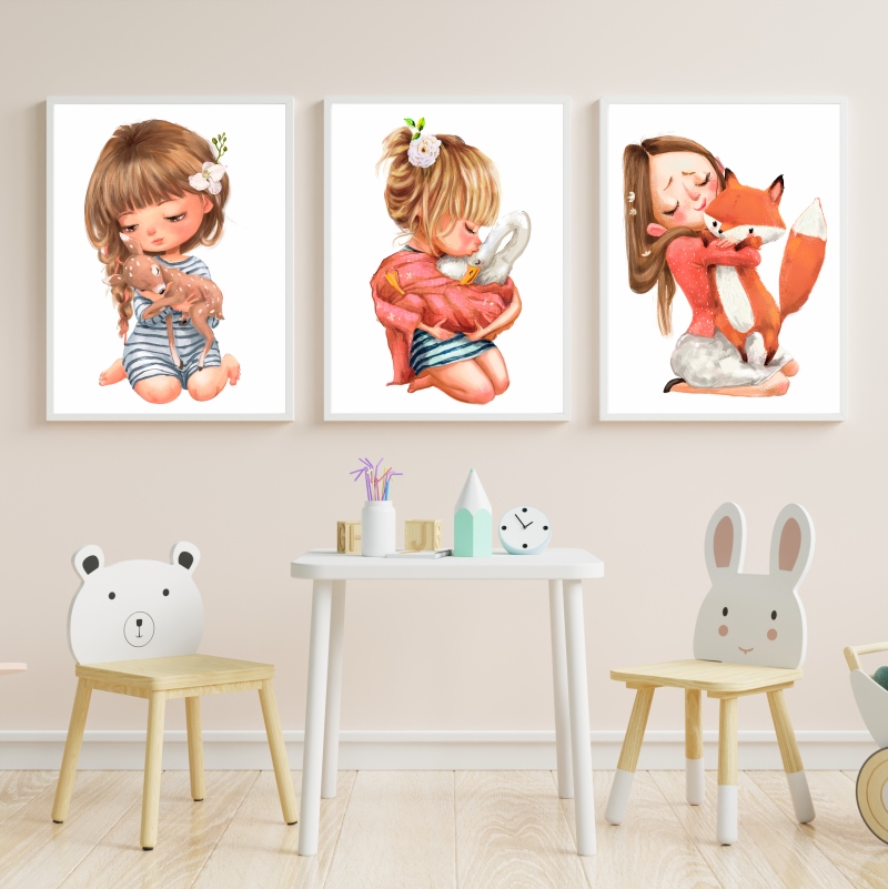 Zestaw 3 obrazki A4 plakaty mali przyjaciele nr.1 Bohater Inny