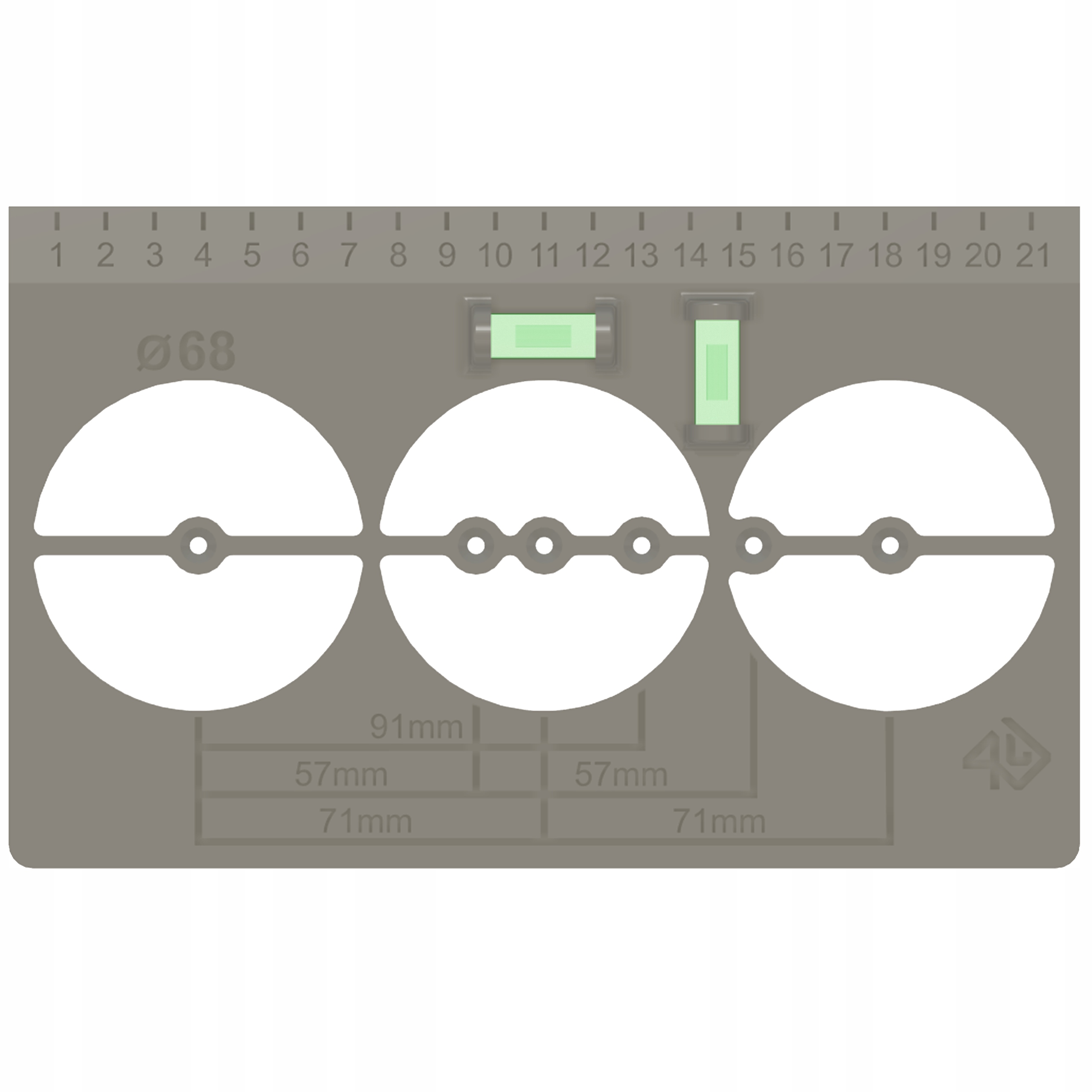 SZABLON DO WYMIAROWANIA OTWORÓW PUSZEK PRĄDOWYCH Z LIBELLĄ POZIOMICĄ EAN (GTIN) 5904978318066