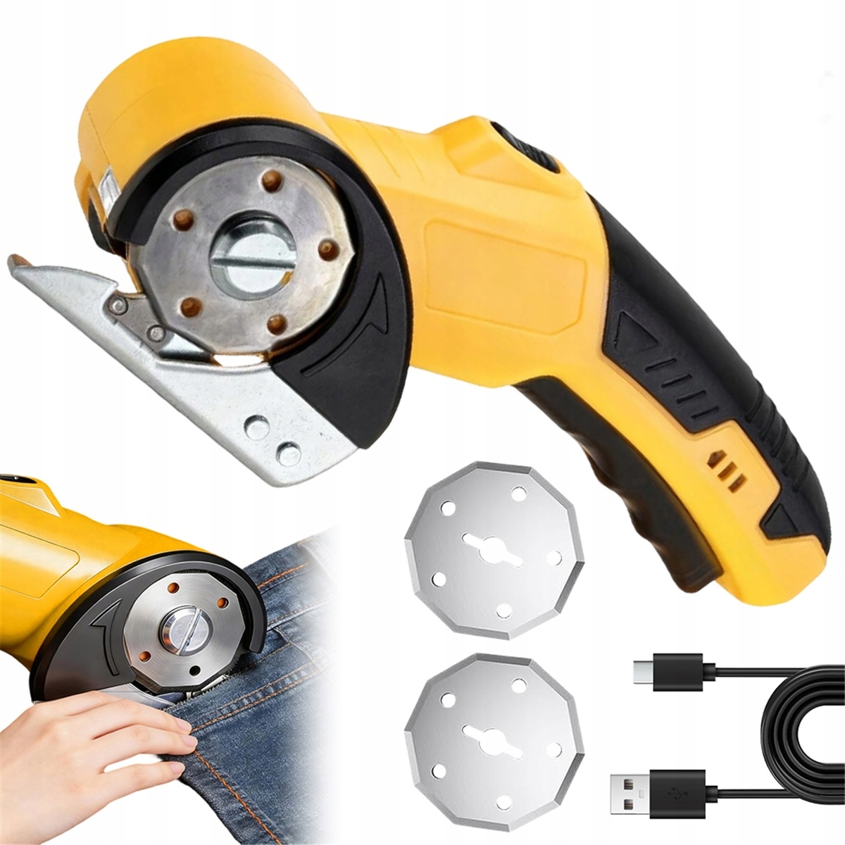 Elektrické nůžky 2000 mAh s Led světlem a zámkem pro stříhání 8 mm žlutých plastů