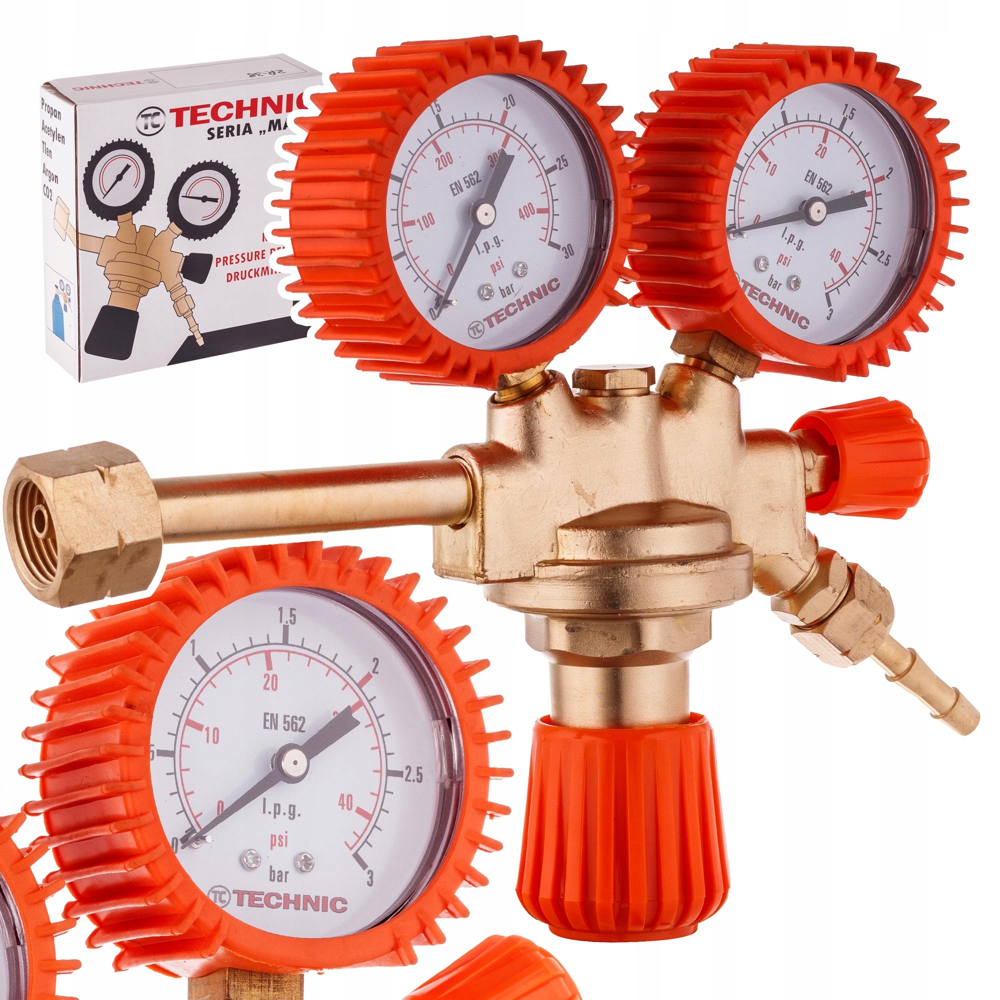 Reduktor ZR-39P Propan 2 manometry maxi mosiężny do Butli 11kg