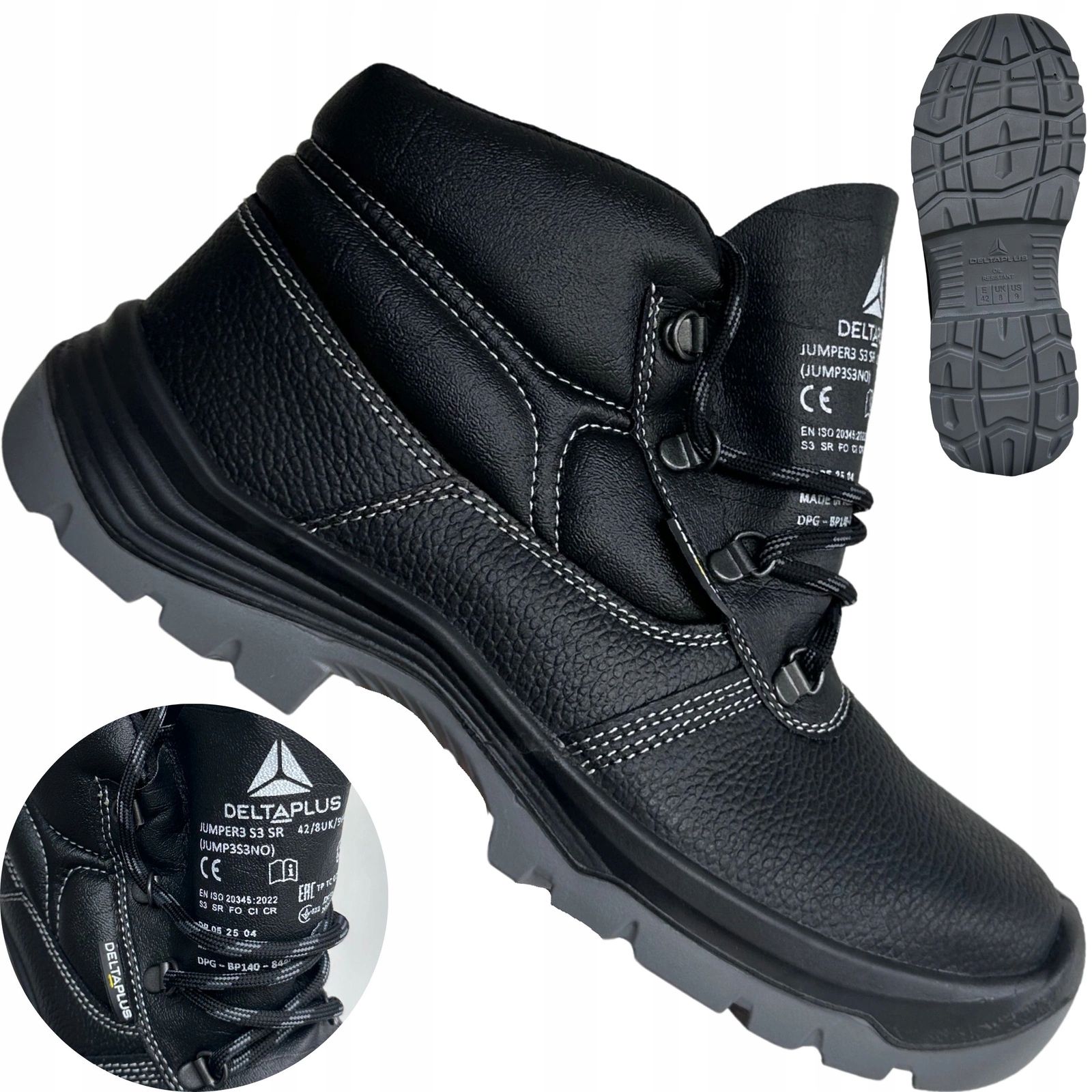 Buty robocze trzewiki Obuwie Bhp S3 Delta Plus Jumper Skórzane Czarne R. 44