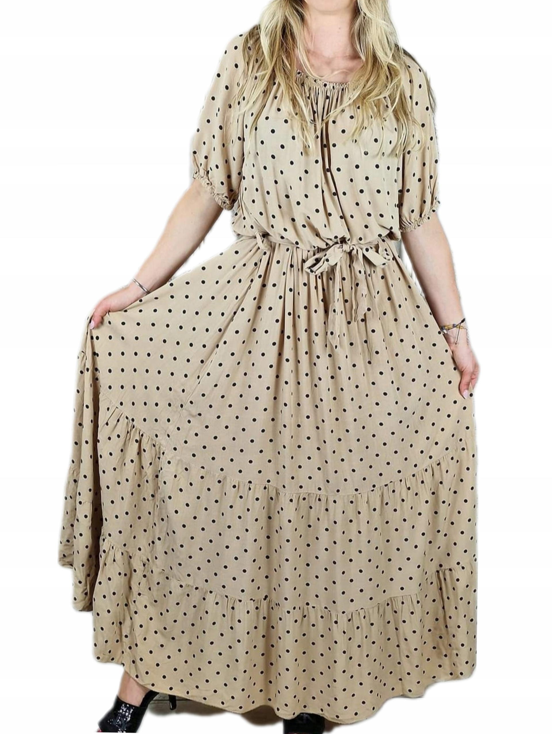 Šaty Dlouhá viskóza Groszki 46 48 3XL/4XL