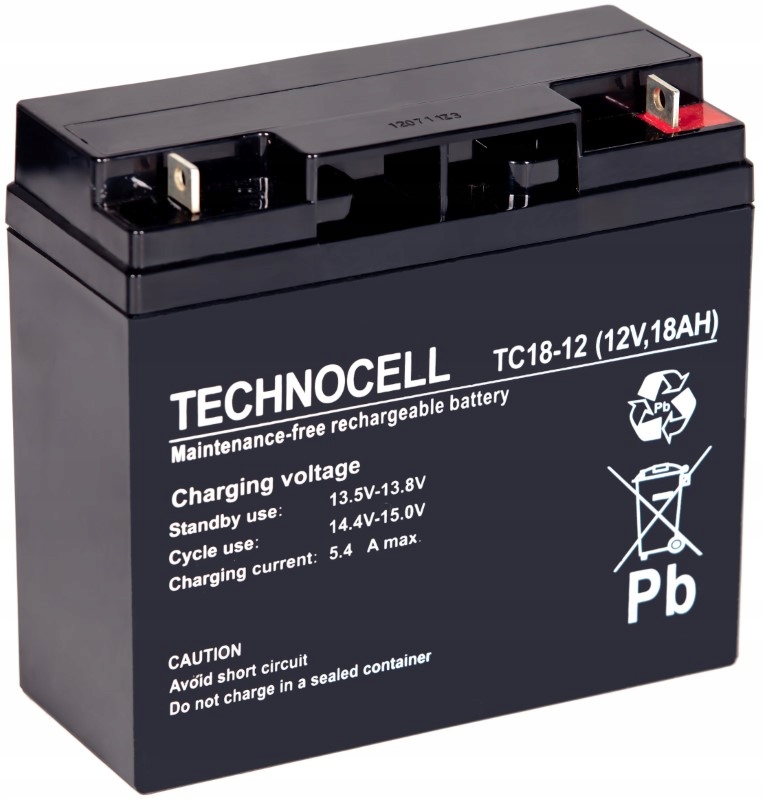 Akumulator Bateria Agm Technocell TC18-12 12V 18AH TC18 Centrala P.poż Ppoż