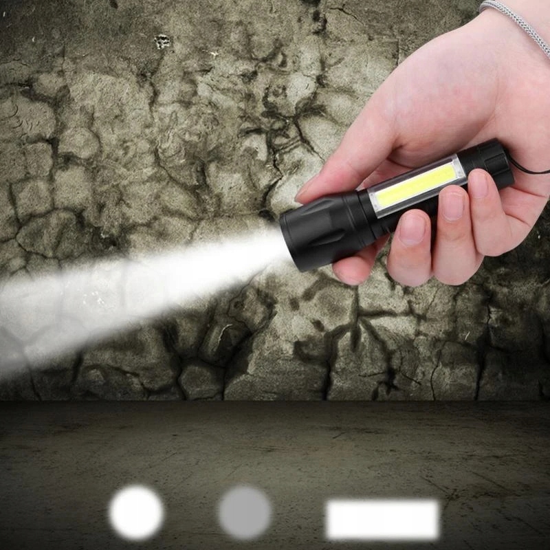 LATARKA TAKTYCZNA LED ZOOM KIESZONKOWA AKUMULATOROWA Z KIPSEM USB + ETUI Liczba trybów 3