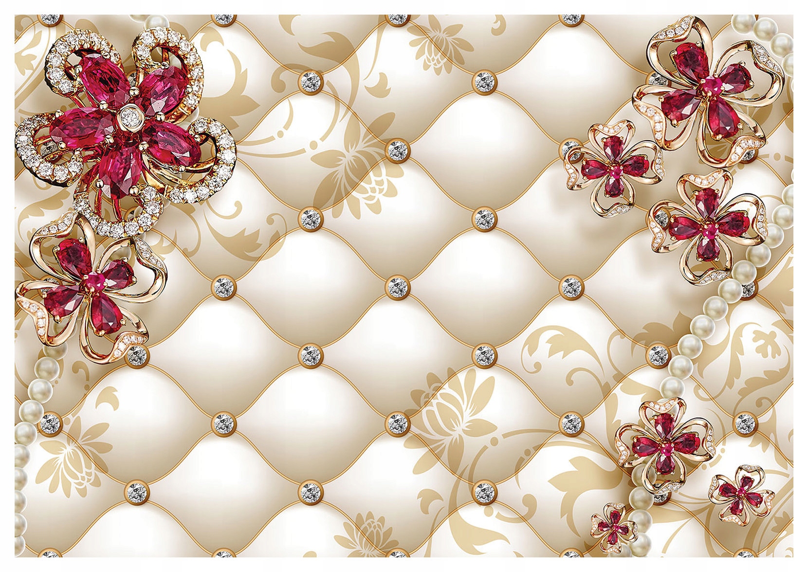 Fototapeta Zlaté rubíny Diamanty Kvety Glamour 368x280 vinylová lepidlo