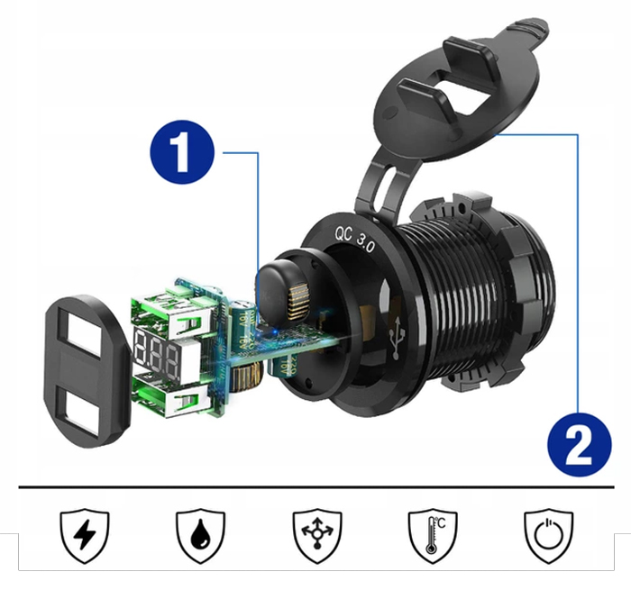 QUICK CHARGE USB QC 3.0 GNIAZDO WOLTOMIERZ METAL C Producent inny