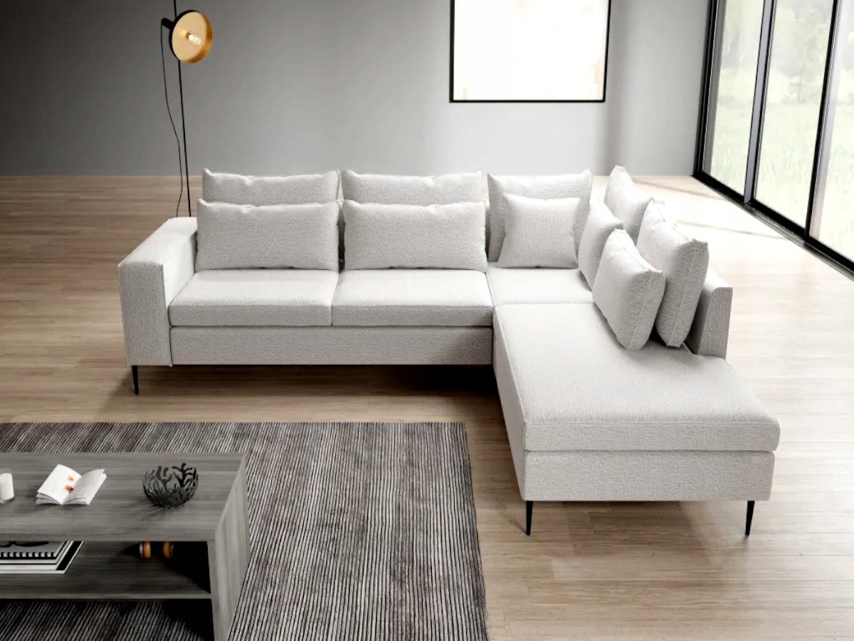 Rohová Sedací Souprava s vysokými nohami 270 x 220 11 polštářů Hr pěna Madera O-sofa