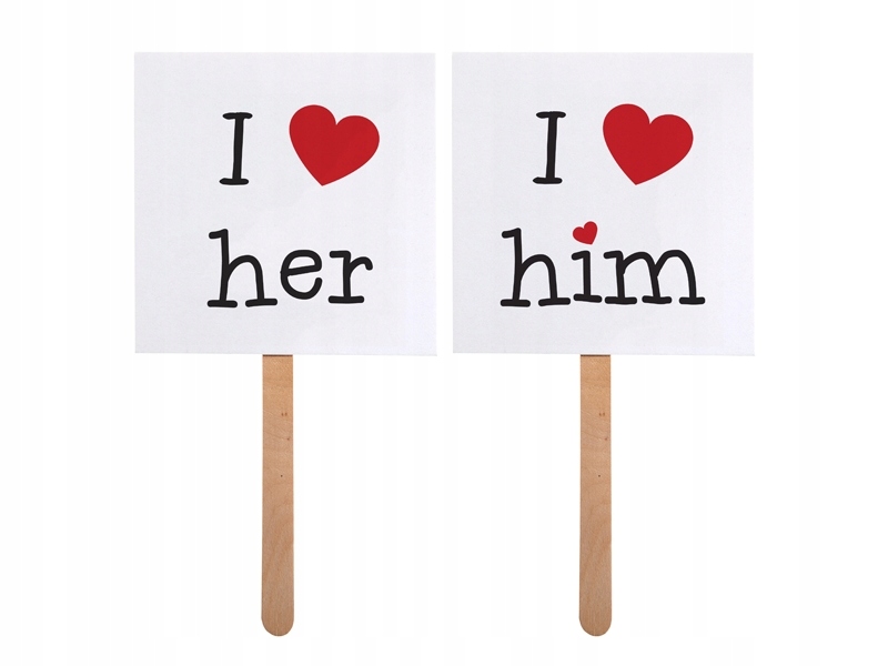 

Tabliczki I love her him do zdjęć na wesele KNP1