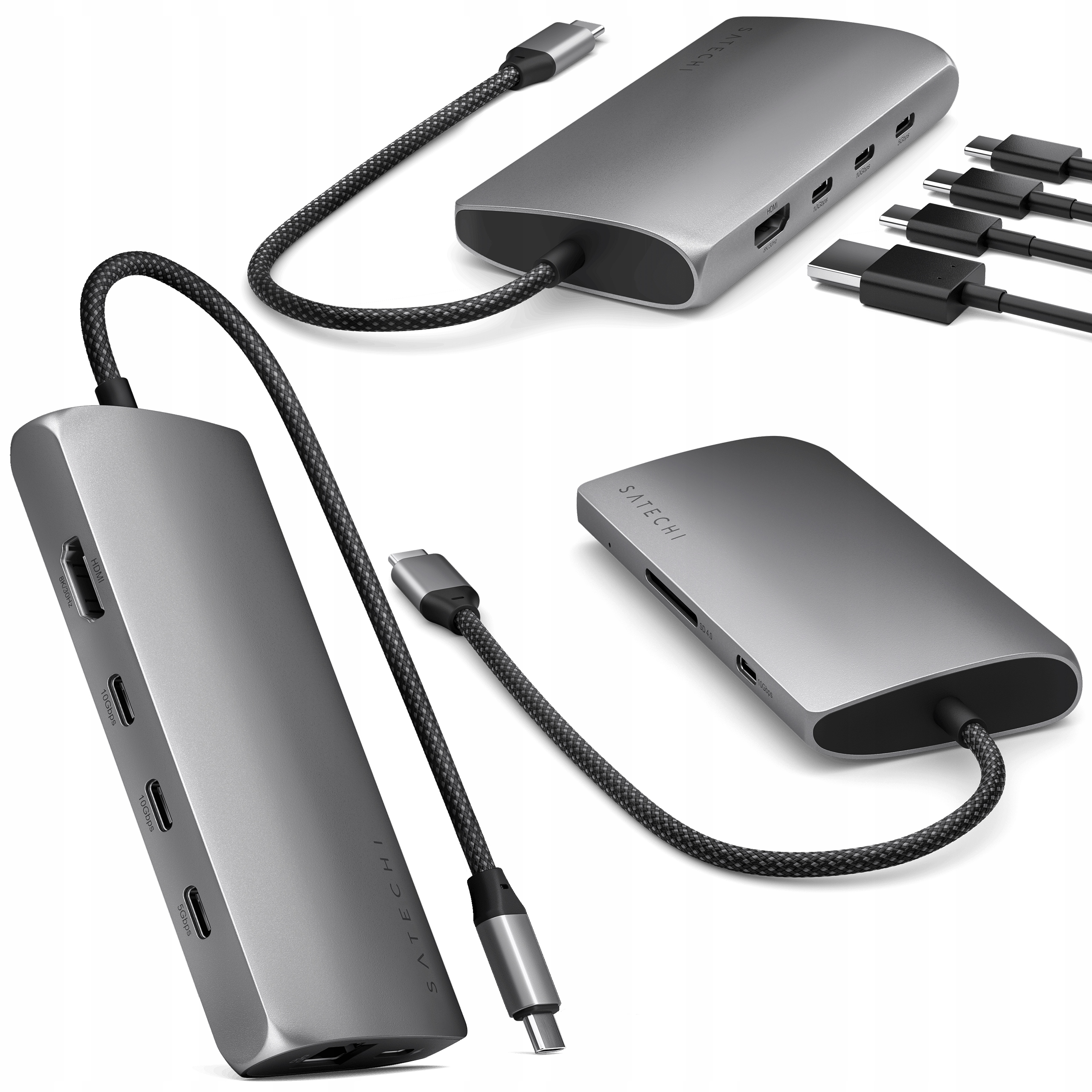 Satechi Multiport Adapter 8K Hub Usb-c na Usb-c Hdmi 3x Usb-a Sd Uhs-ii