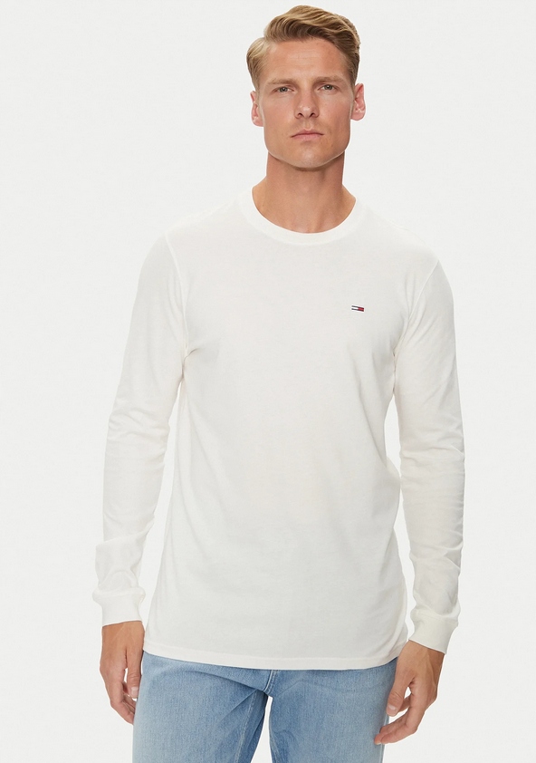 tričko Tommy Jeans s dlouhým rukávem, bílá barva, modré logo, 2 ks r.XXL