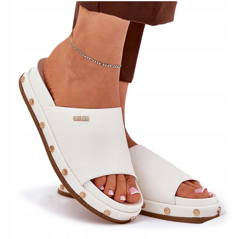 Nazouváky Dámské Eko Kůže Platforma Cvočky Big Star RR274216 Bílé 37