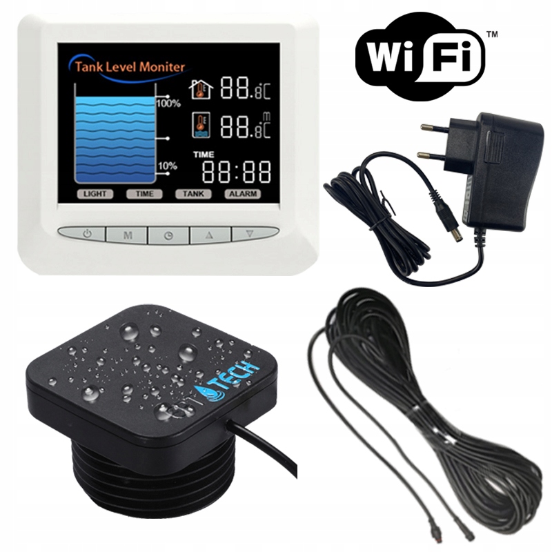 Snímač hladiny kvapaliny a naplnenia nádrže žumpy pomocou LCD WiFi Tuya