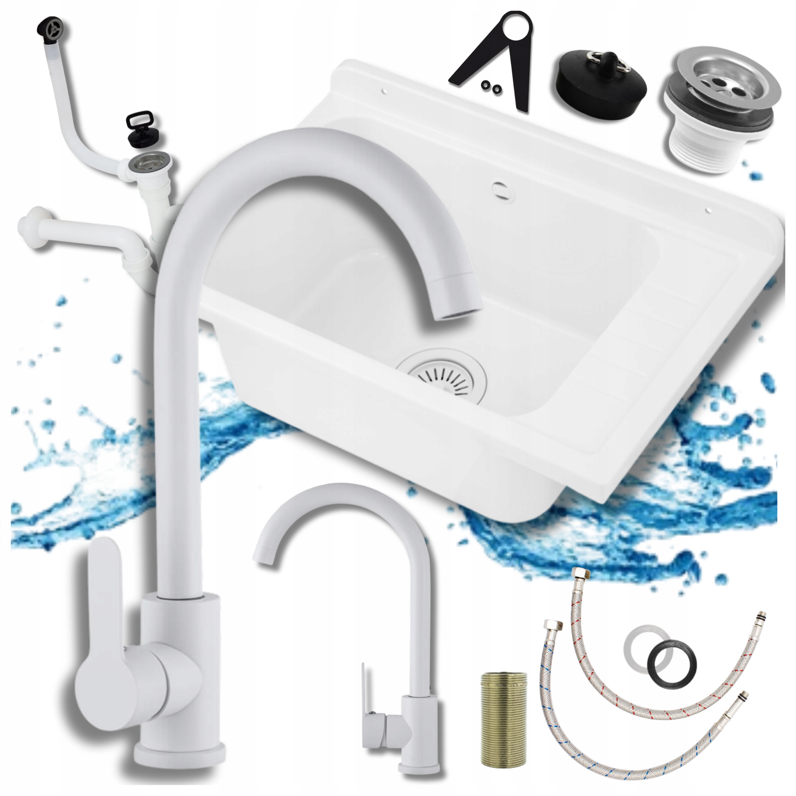 Technický Dřez Pracovní Komora Garáž Kotelna Baterie Bílá Sada