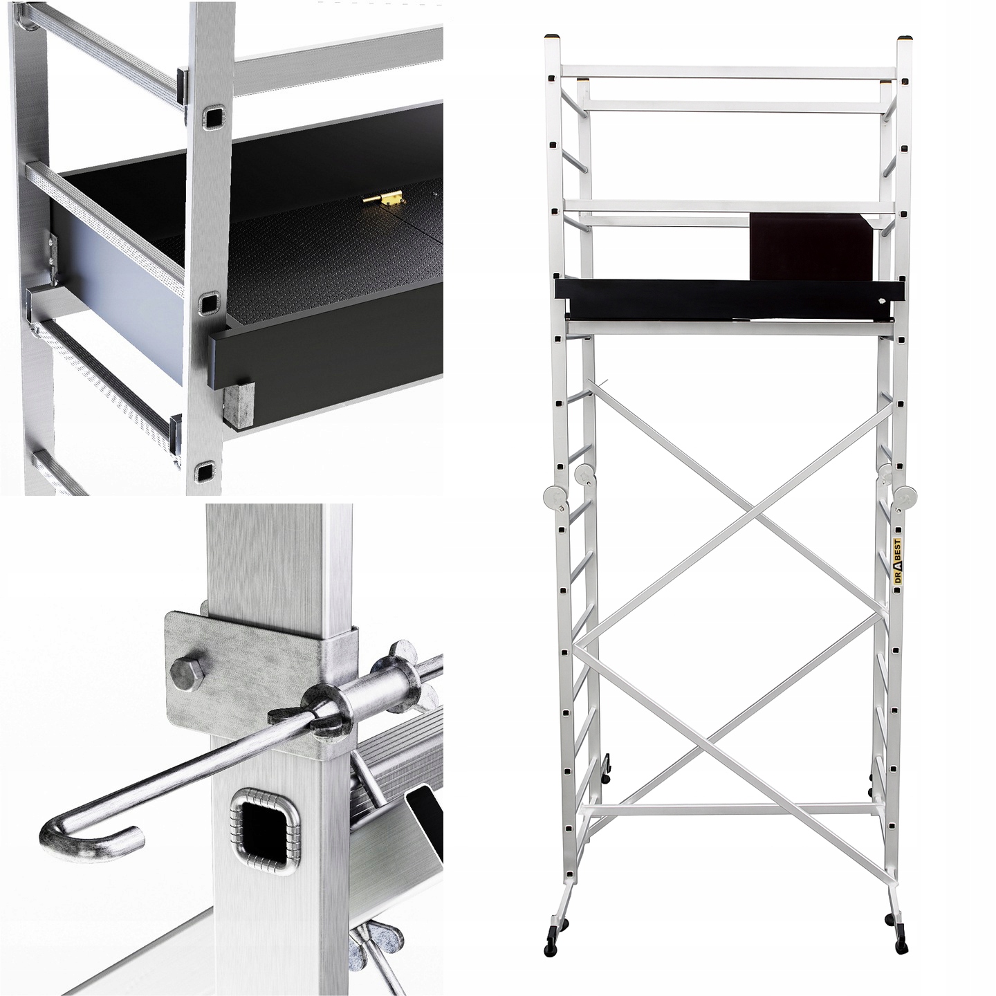 Hliníkové kloubové žebříkové lešení Hector Pro Drabest