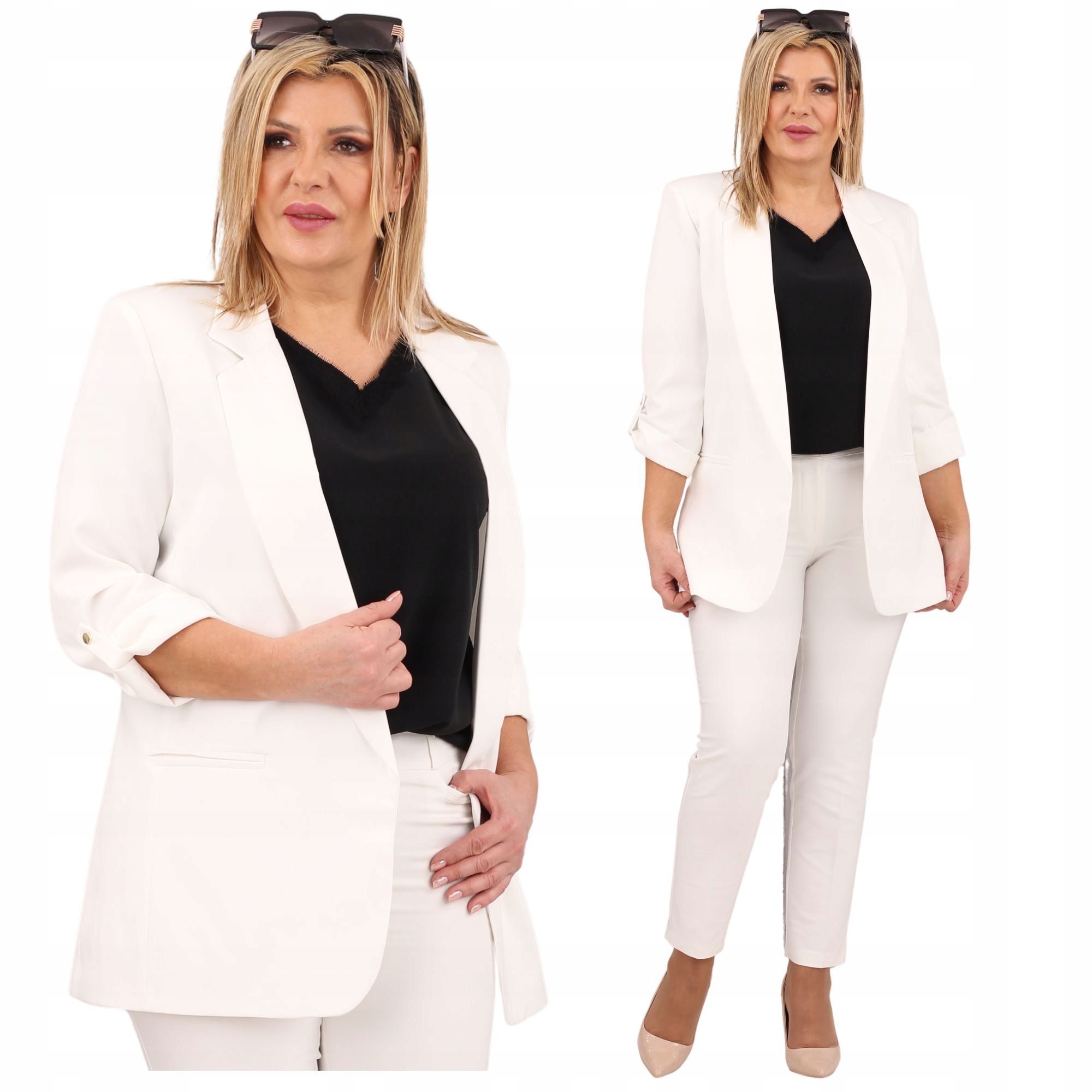 Żakiet Marynarka Długa Gładka Polski Producent Duże Rozmiary