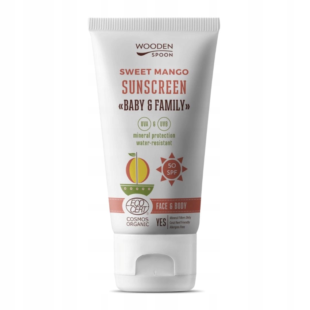 Přírodní opalovací krém Spf 50 Wooden Spoon Baby Sweet Mango 150 ml
