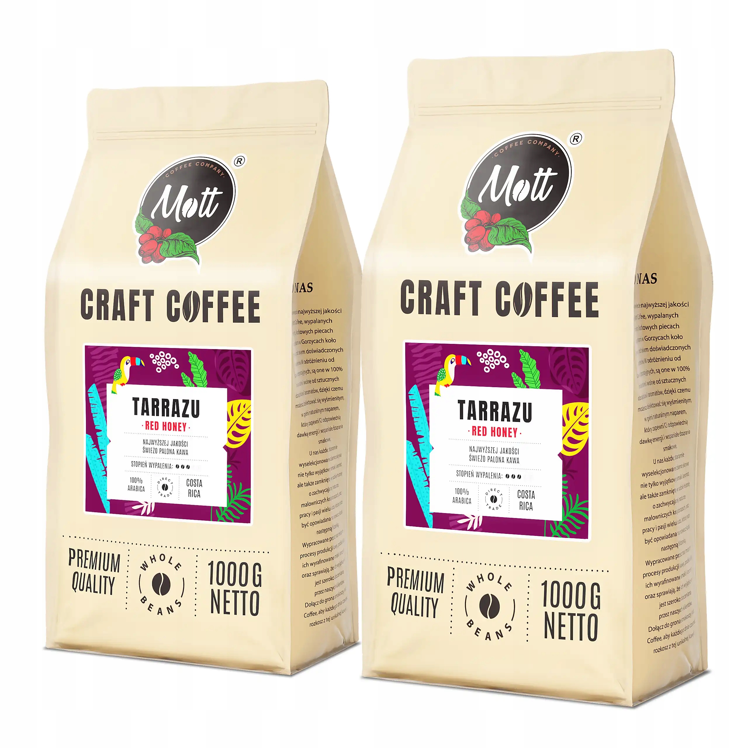 Kawa Zestaw 2x 1kg Kostaryka Tarrazu Red Honey Arabica Speciality Miodowa