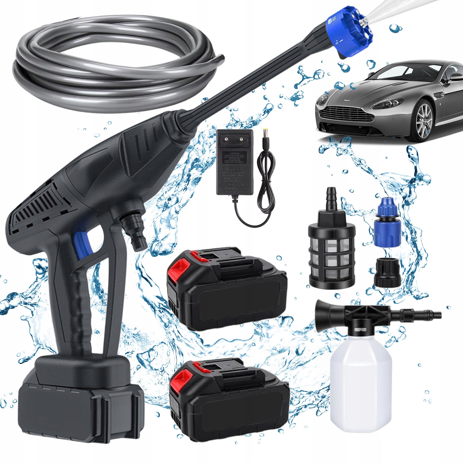 Akumulátorová Tlaková Myčka Bezdrátová 2 Akumulátory Přenosná 21V