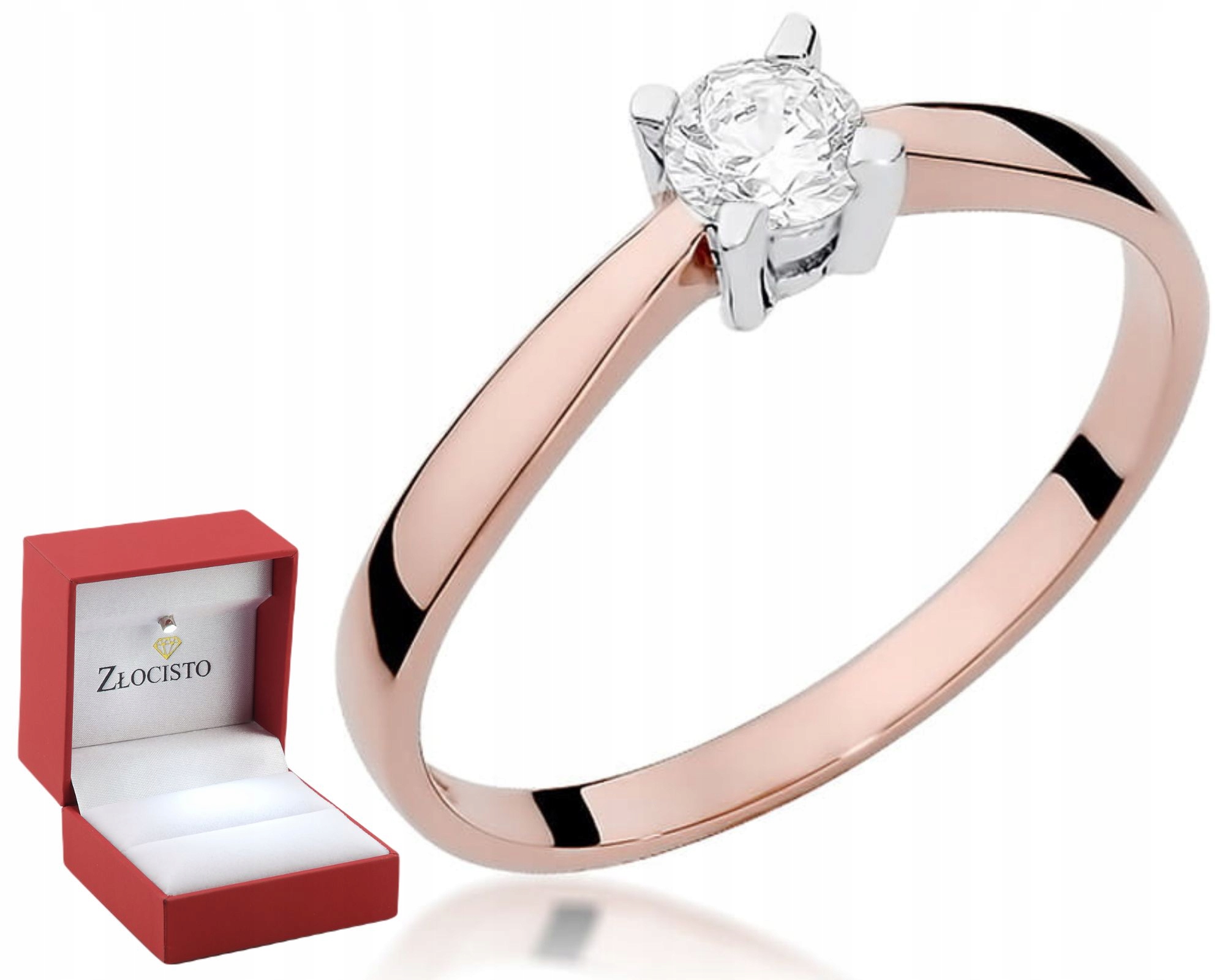 Růžové zlato prstýnek s Diamantem 0,20CT Gravírování